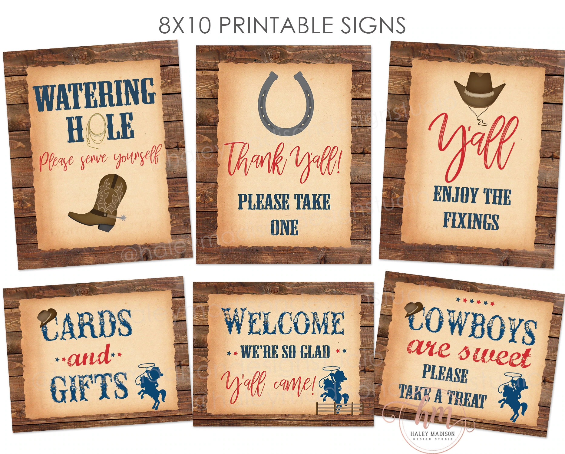 Little Cowboy Signs Cowboy Table Signs Cowboy Baby Shower Signs 