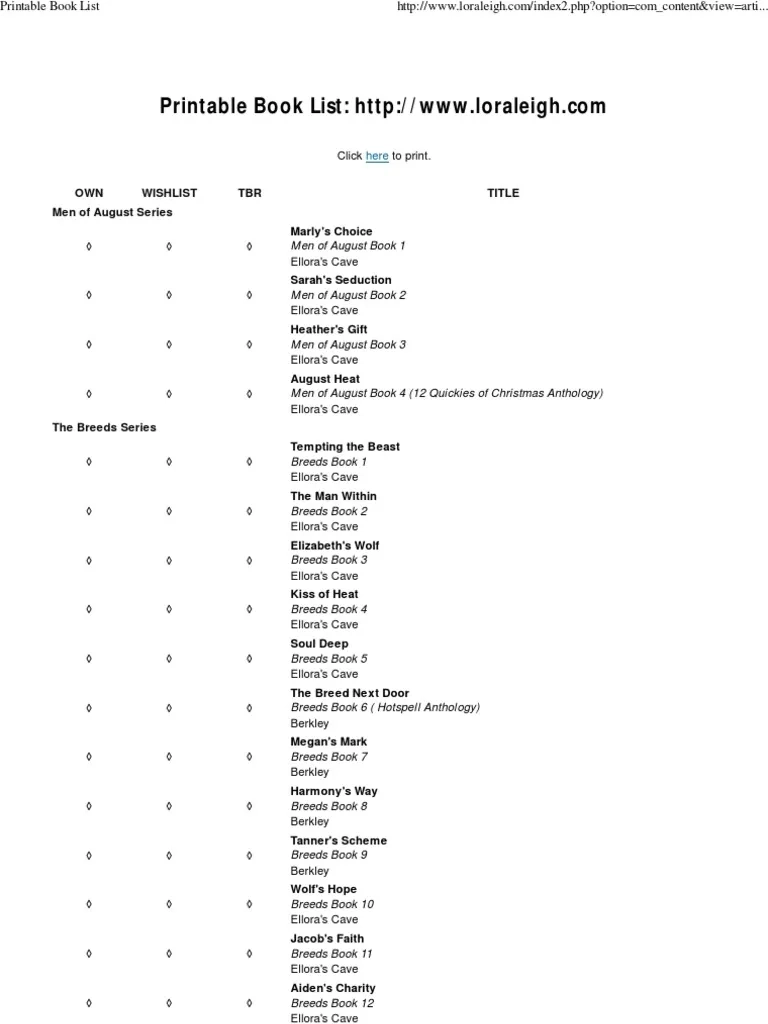 Lora Leigh Book List PDF