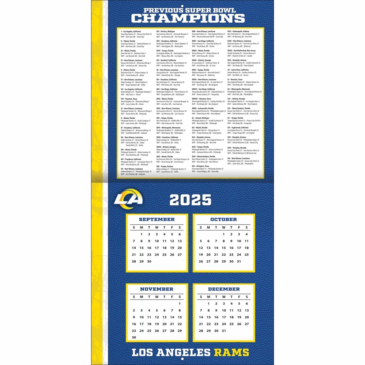 Los Angeles Rams NFL Calendar 2026