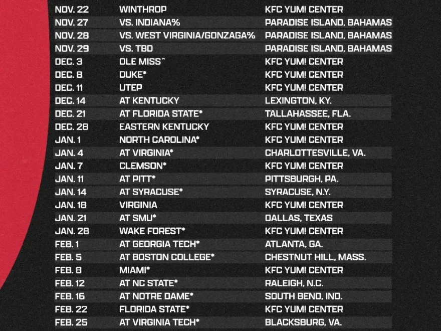 louisville releases full 2024 25 men s basketball schedule card