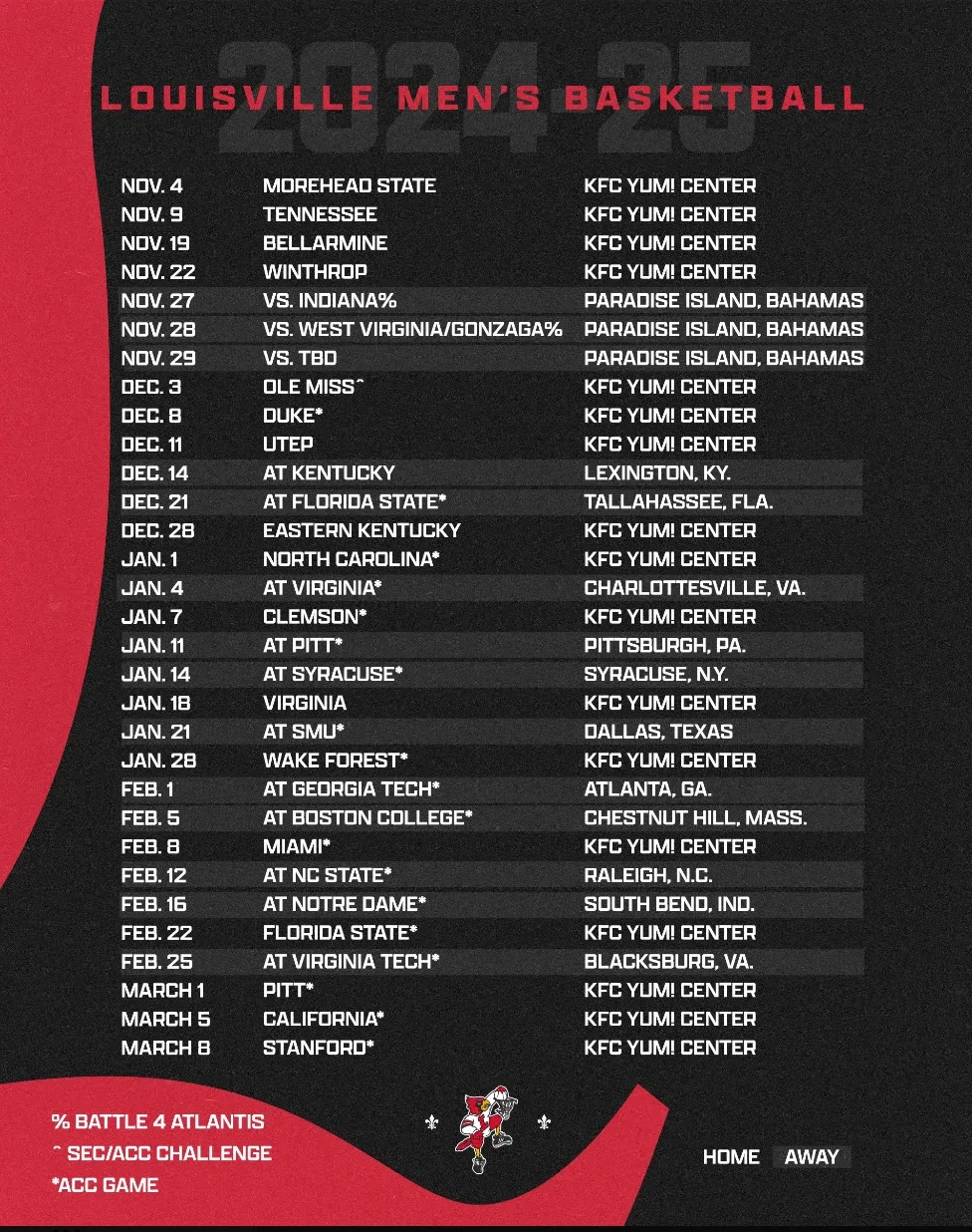 louisville releases full 2024 25 men s basketball schedule card louisville releases full 2024 25 men s basketball schedule card