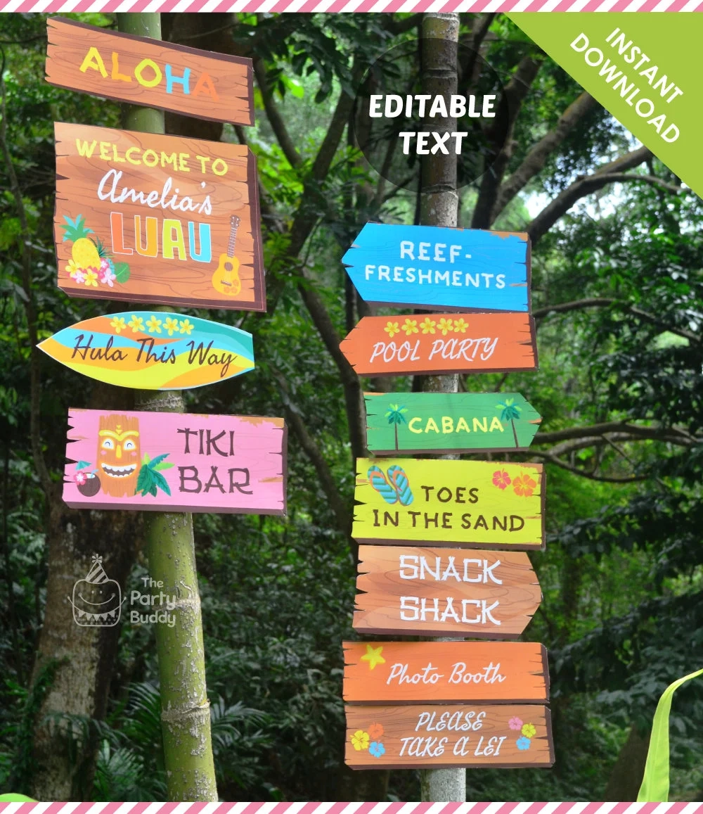 Luau Aloha Welcome Sign Party Signage Text EDITABLE Yourself Luau Aloha Welcome Sign Party Signage Text EDITABLE Yourself