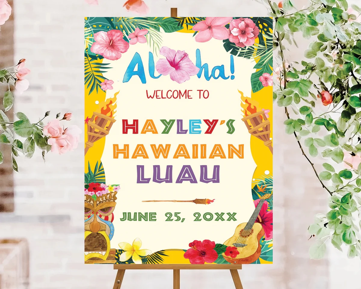 Luau Party Decor Welcome Sign Tropical Hawaiian Themed Party Luau Party Decor Welcome Sign Tropical Hawaiian Themed Party