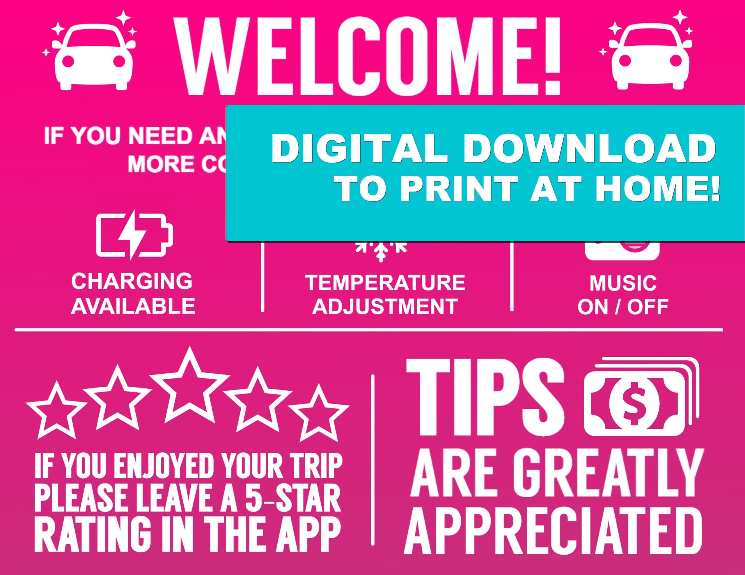 Printable Lyft Tip Sign Printable Lyft Tip Sign