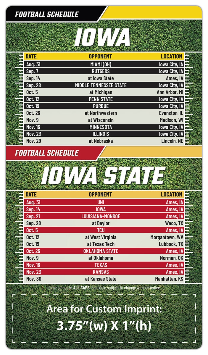 Iowa State Printable Football Schedule