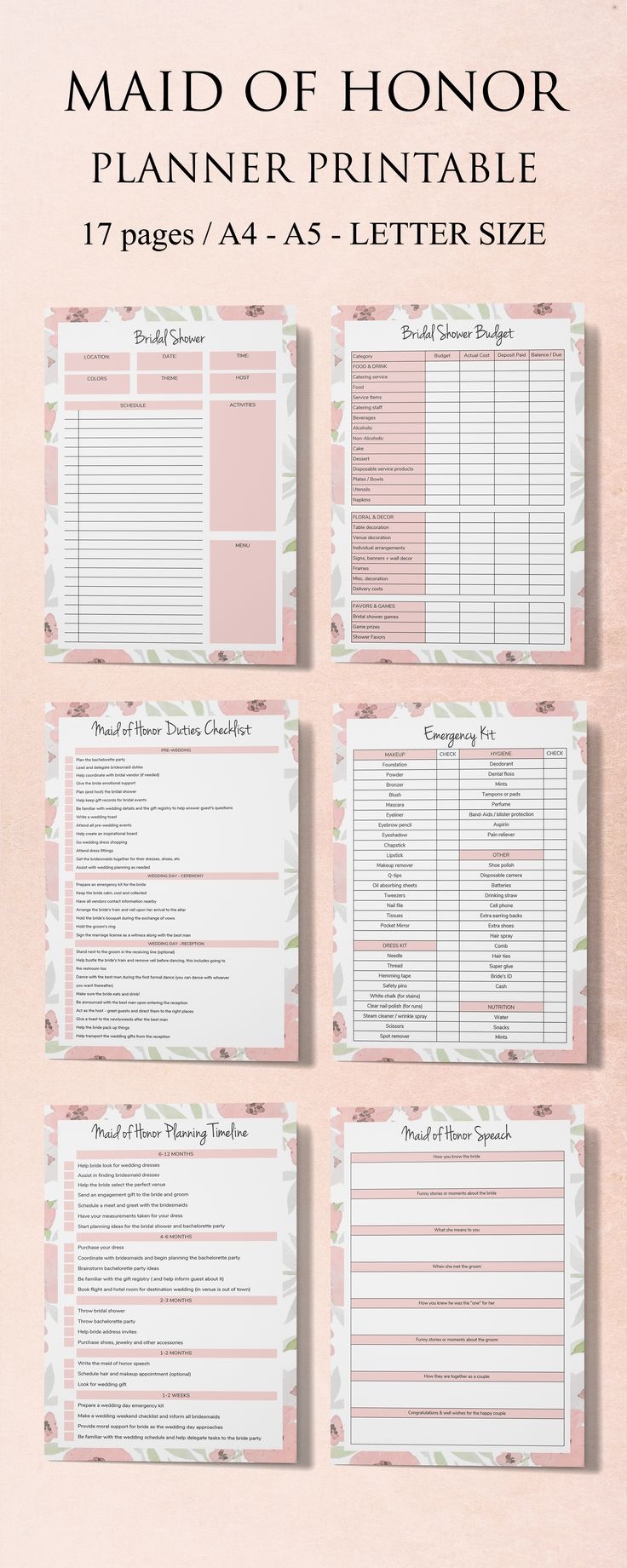 Maid Of Honor Planner Printable Maid Of Honor Planner Printable
