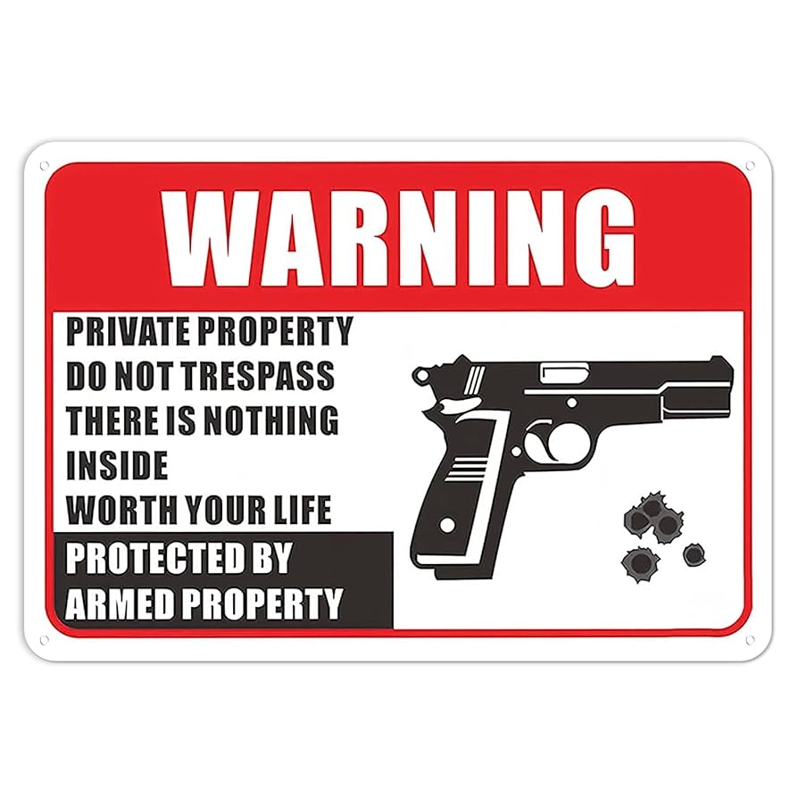 MAIYUAN Warning Sign Metal Sign Gun Sign No Trespassing Gun 
