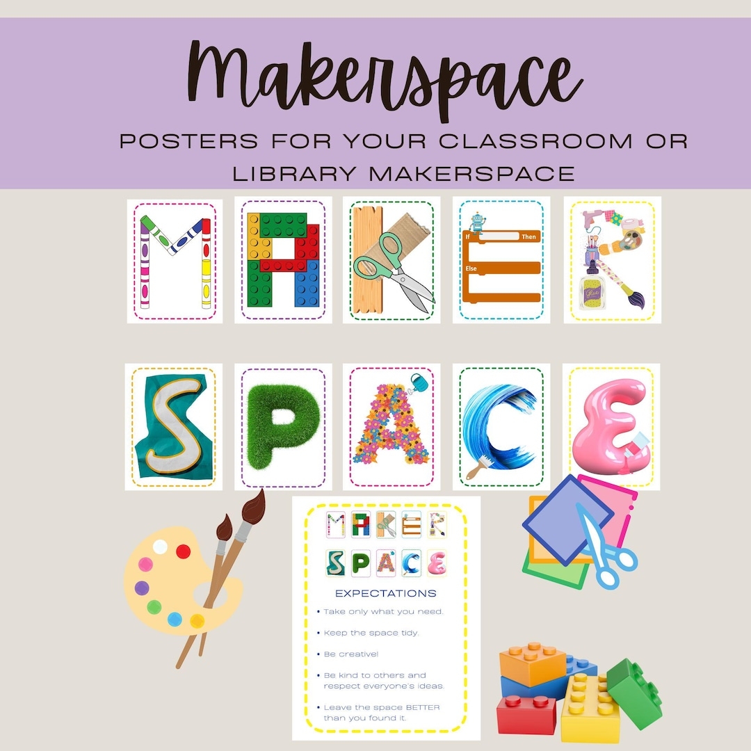 Makerspace Posters Signs For School Library Or Classroom Etsy 