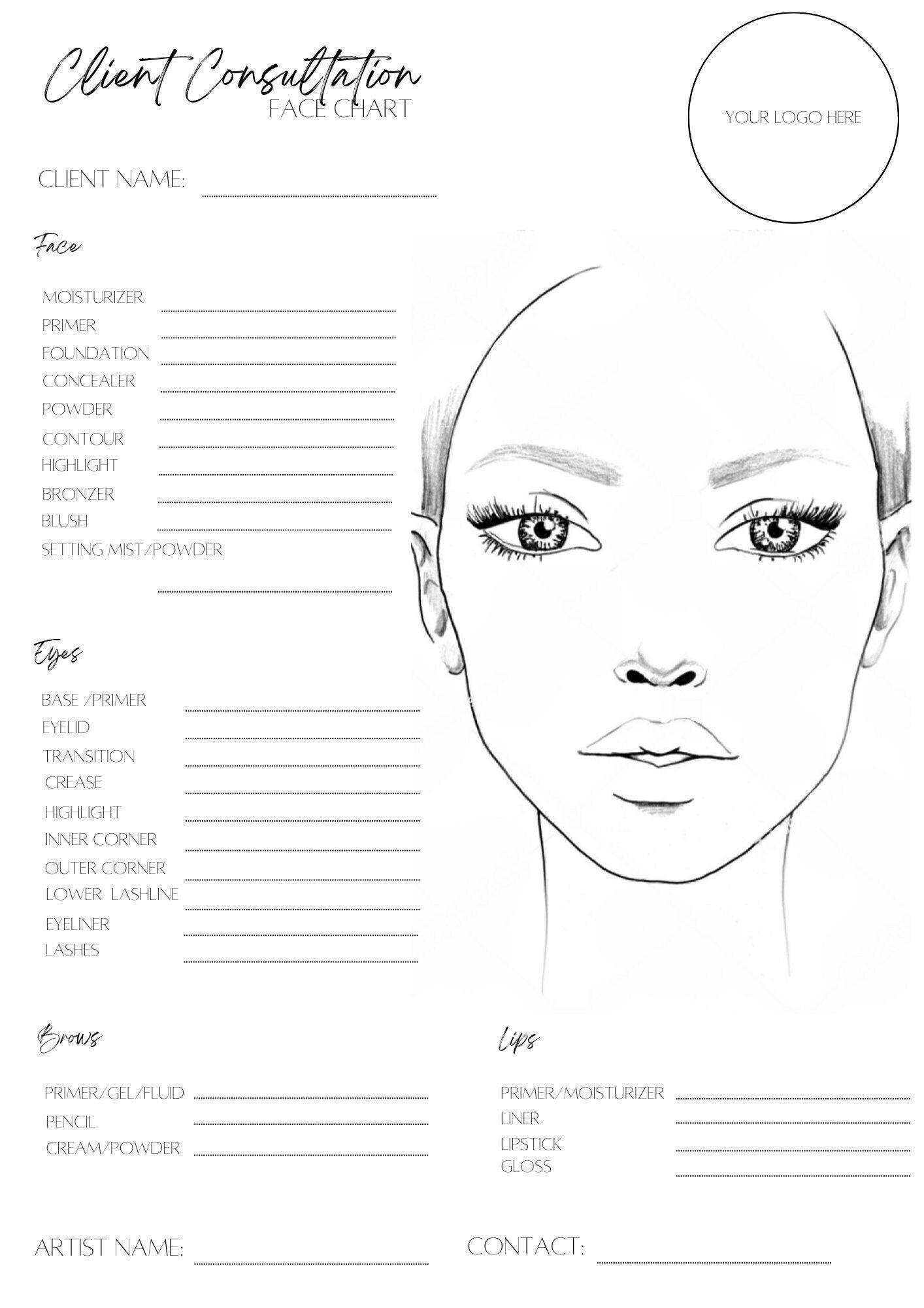 Clinique Printable Face Chart