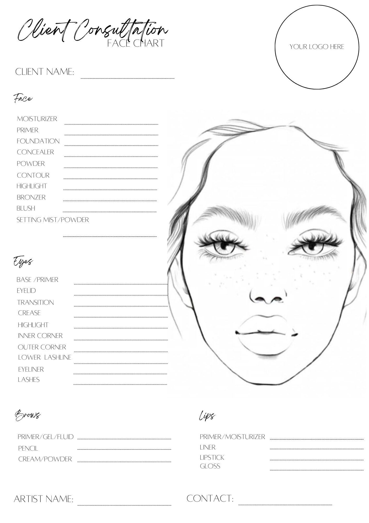 Makeup Face Charts Blank Shop On Pinterest