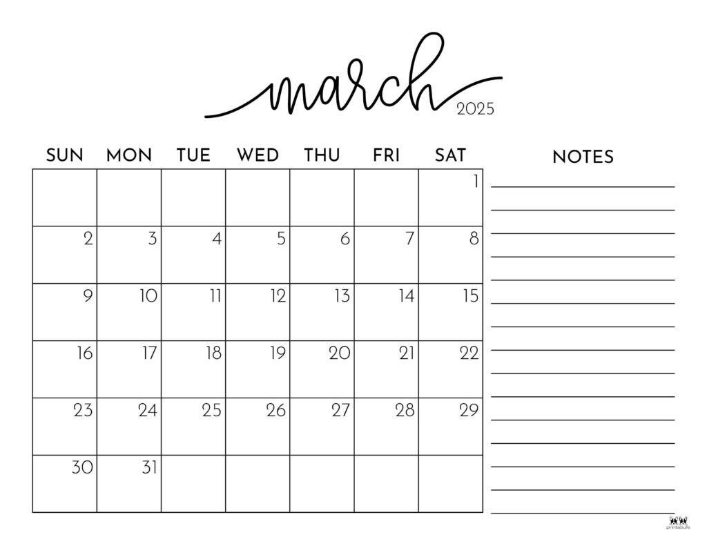 March 2025 Calendars 107 FREE Printables Printabulls