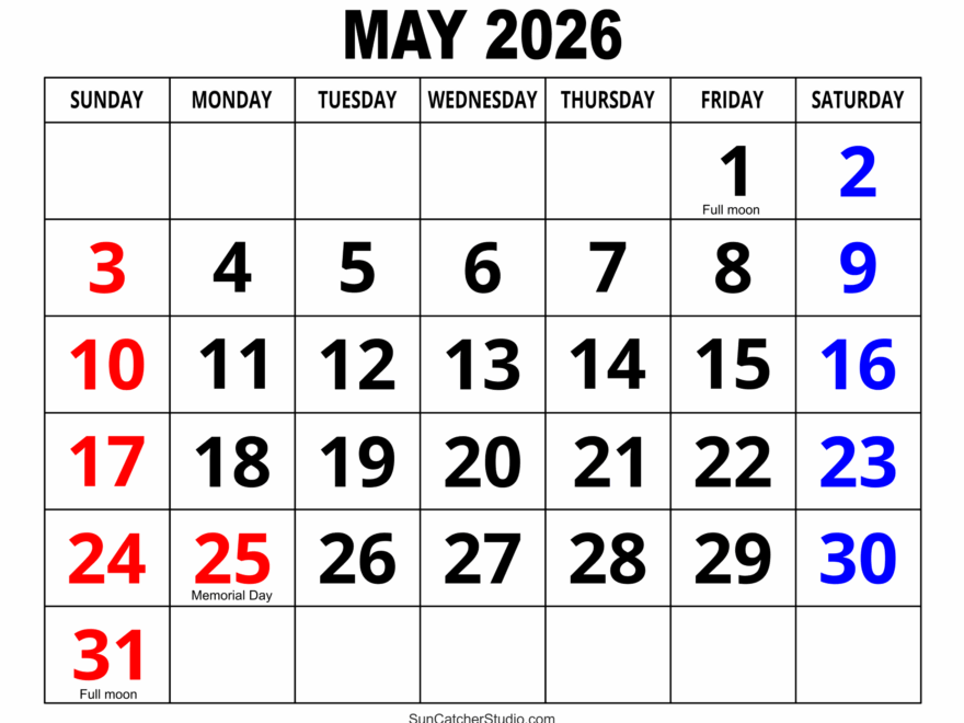 May 2026 Calendar Free Printable Free Printables Monograms