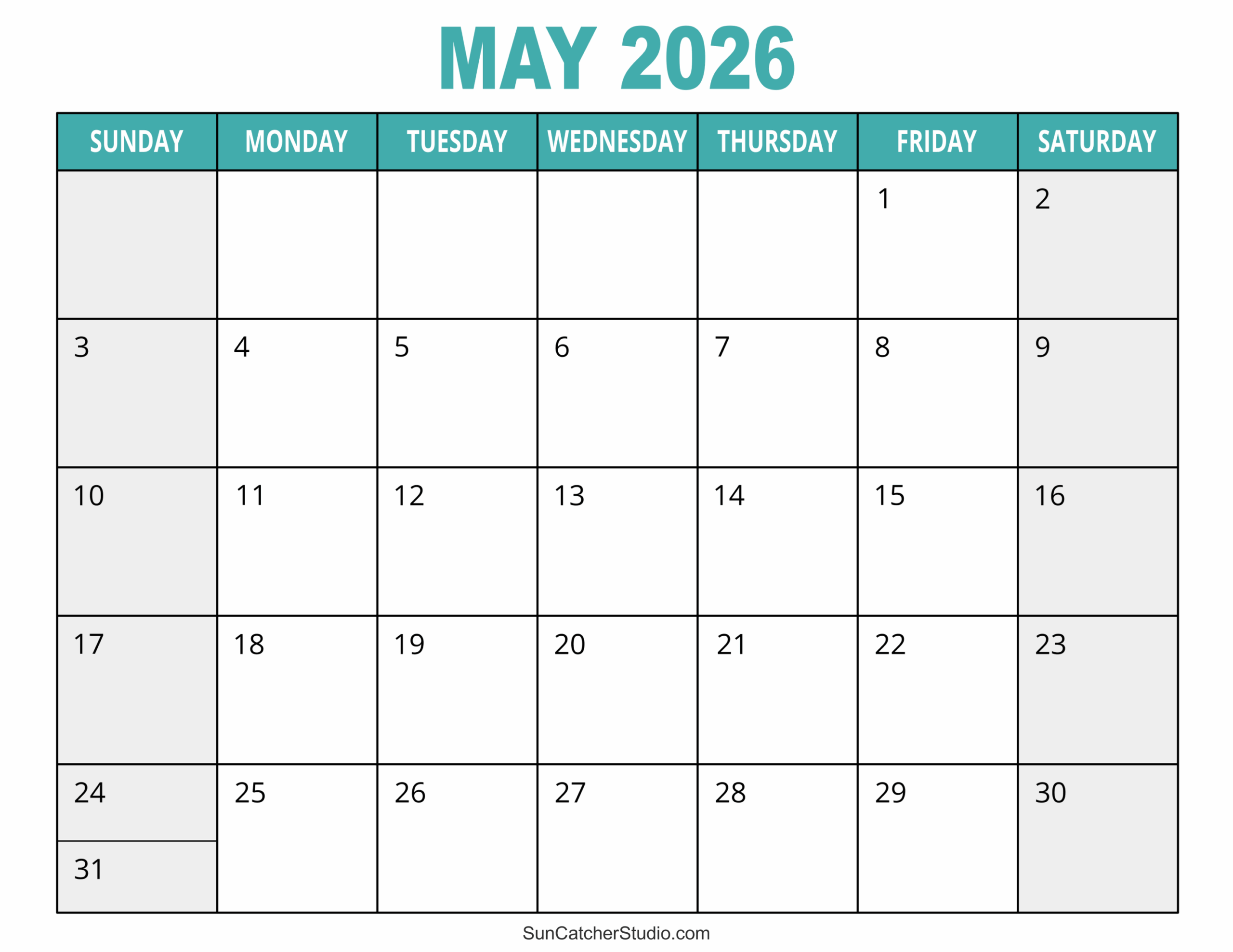 Large May 2026 Planner Template Printable Large May 2026 Planner Template Printable