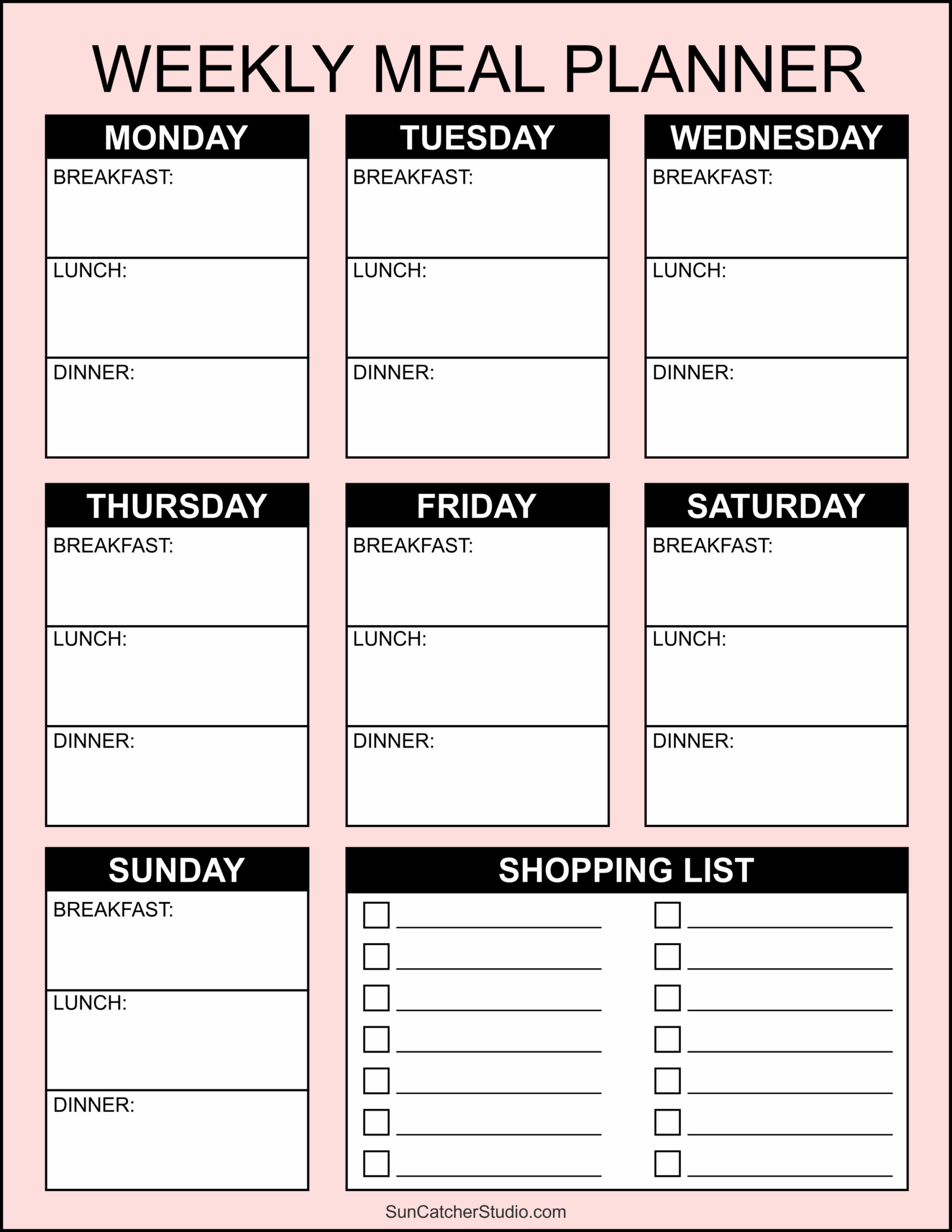 Pintrest Printable Meal Planner Grocery List Pintrest Printable Meal Planner Grocery List