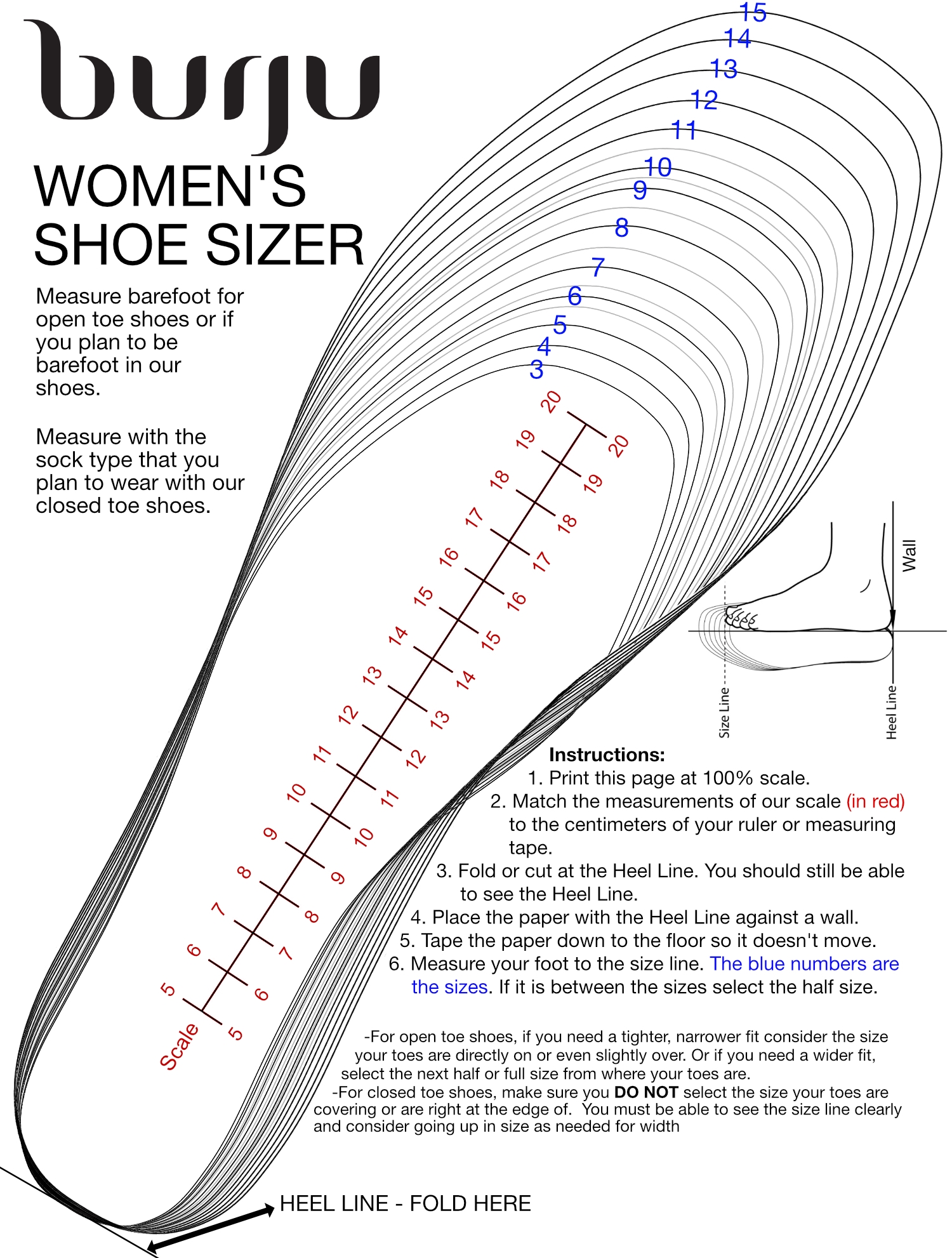 Printable Foot Width Chart Women