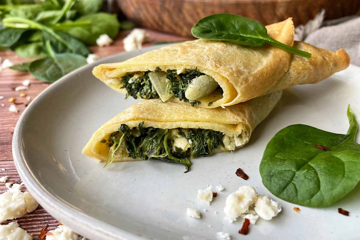 Mediterranean Spinach And Cheese Crepes Recipe Foodal