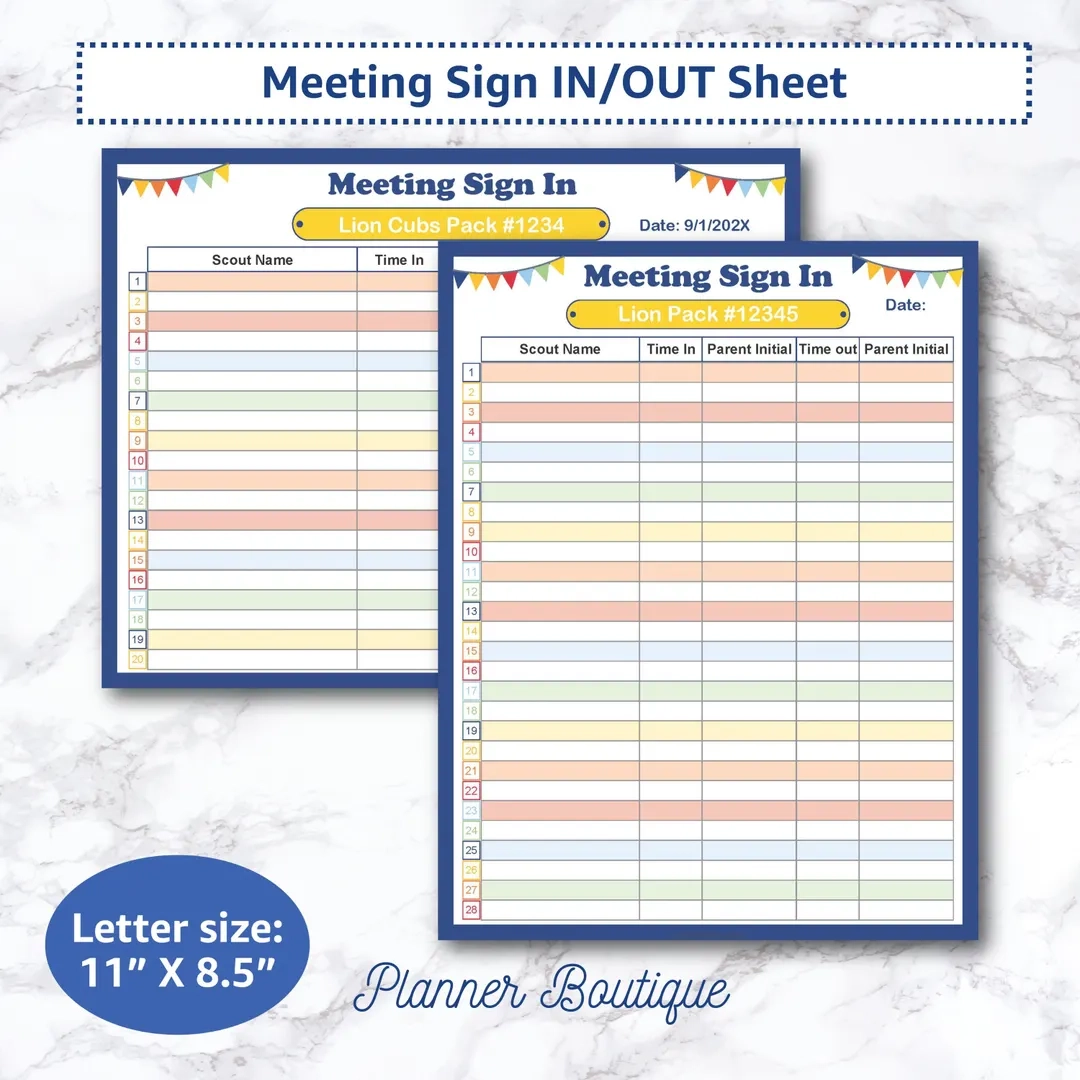 Printable Cub Scout Attendance Sheet Printable Cub Scout Attendance Sheet