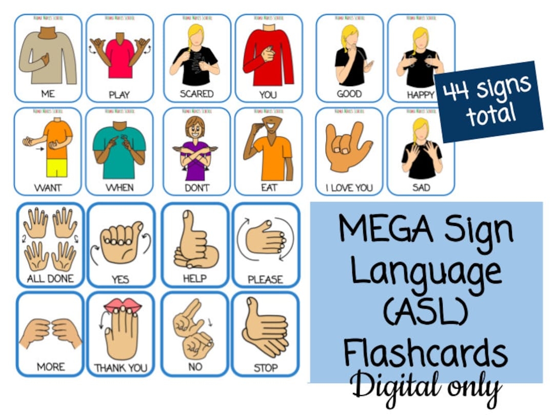 Sign Language Flash Cards Printable Sign Language Flash Cards Printable