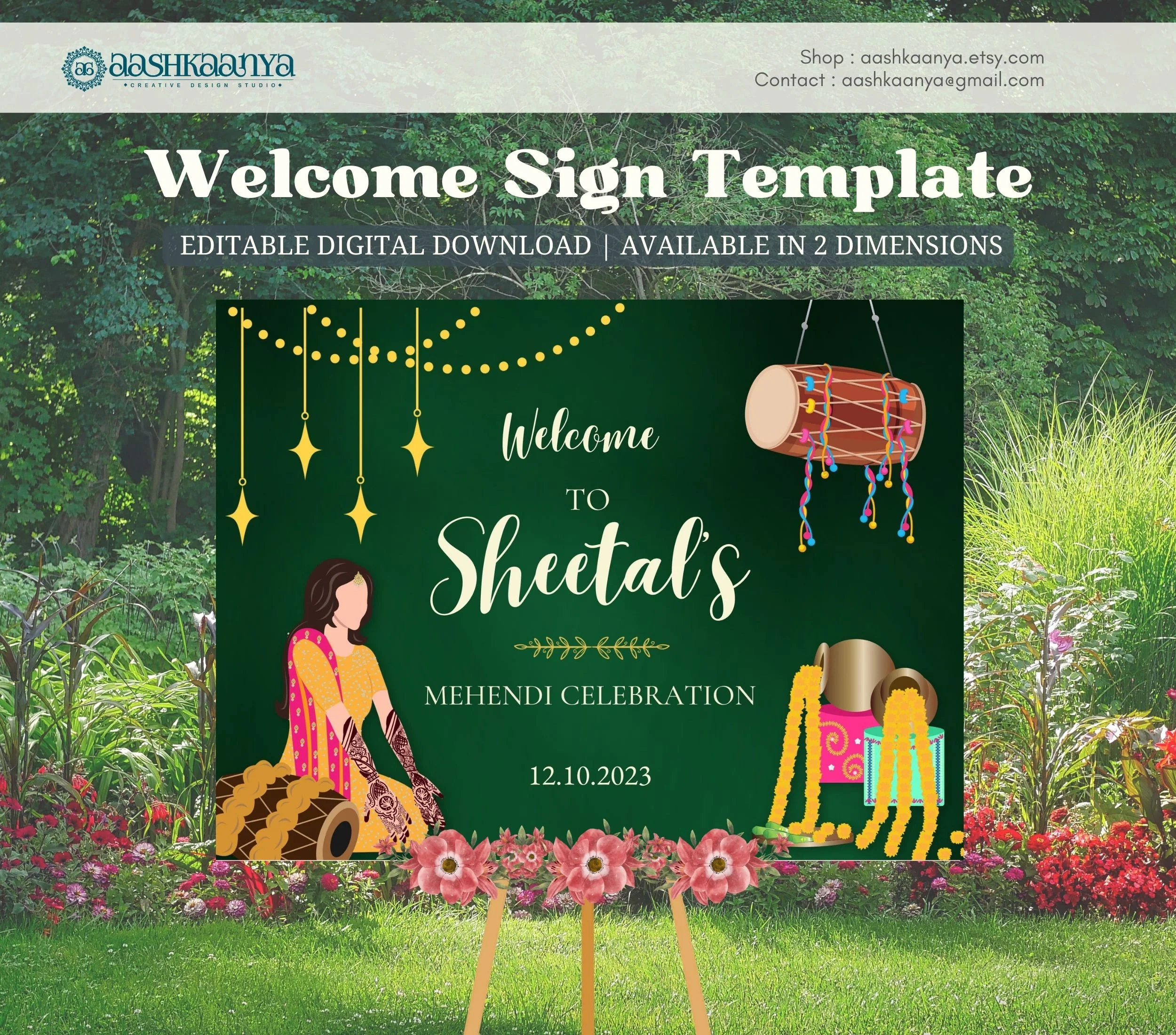 Mehndi Welcome Sign Printable
