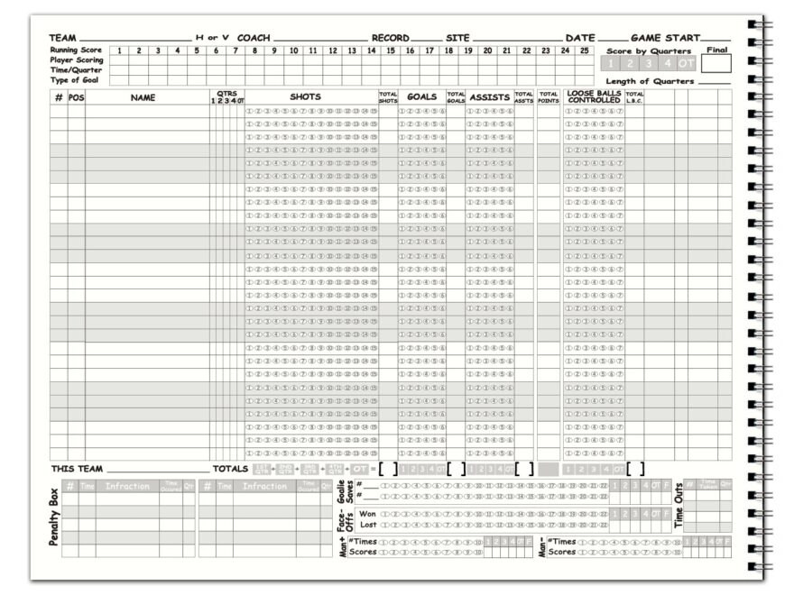 Men s Lacrosse Scorebook 24 Games Cool School Studios