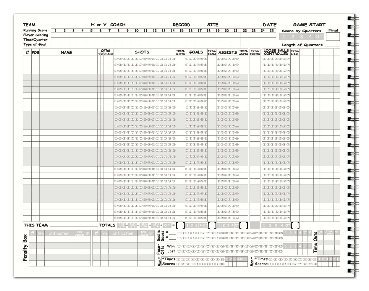 Men s Lacrosse Scorebook 24 Games Cool School Studios Men s Lacrosse Scorebook 24 Games Cool School Studios