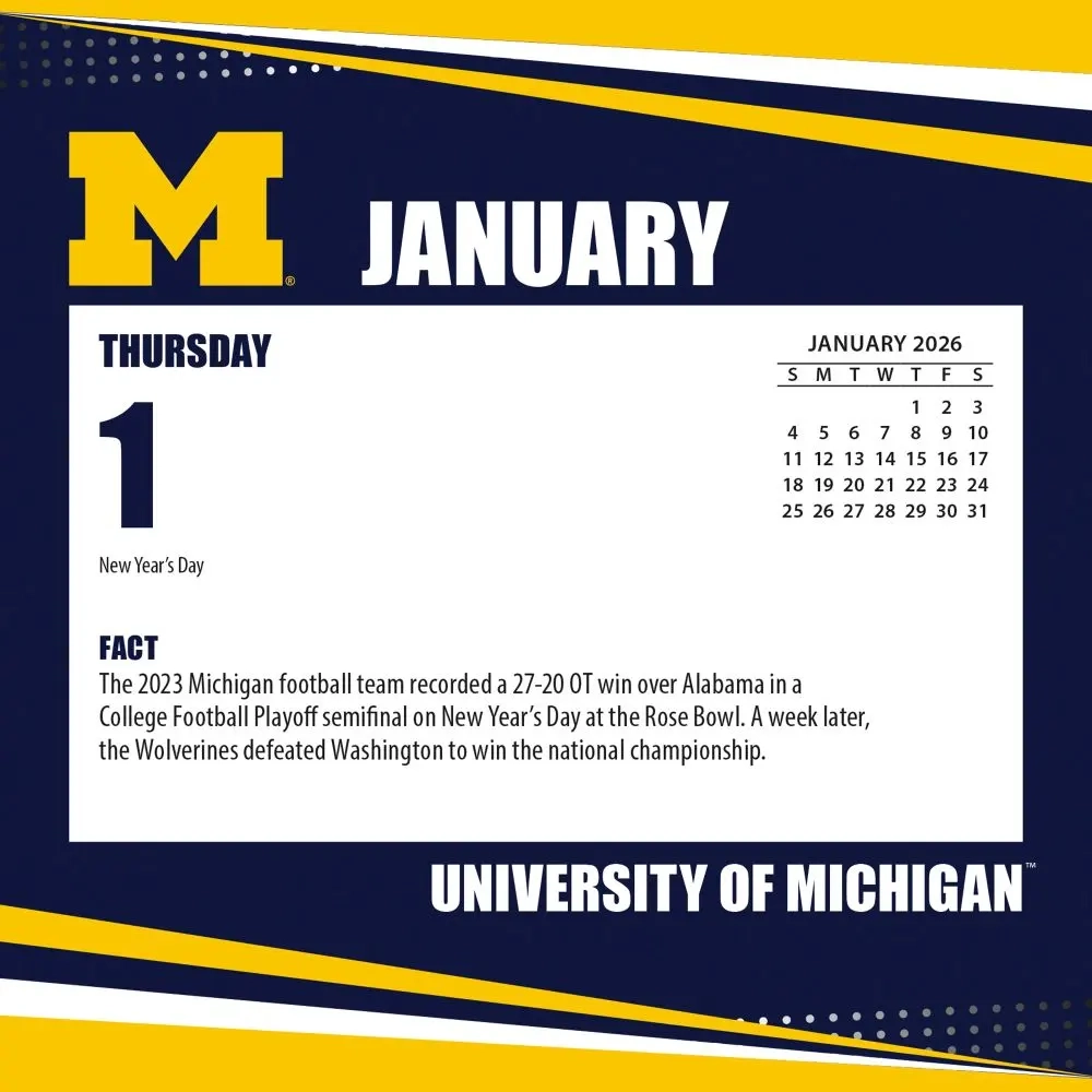 Michigan Wolverines 2026 Desk Calendar Calendars