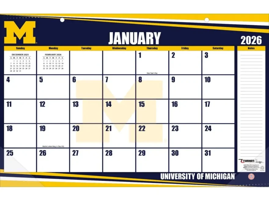 Michigan Wolverines 2026 Desk Pad Calendars