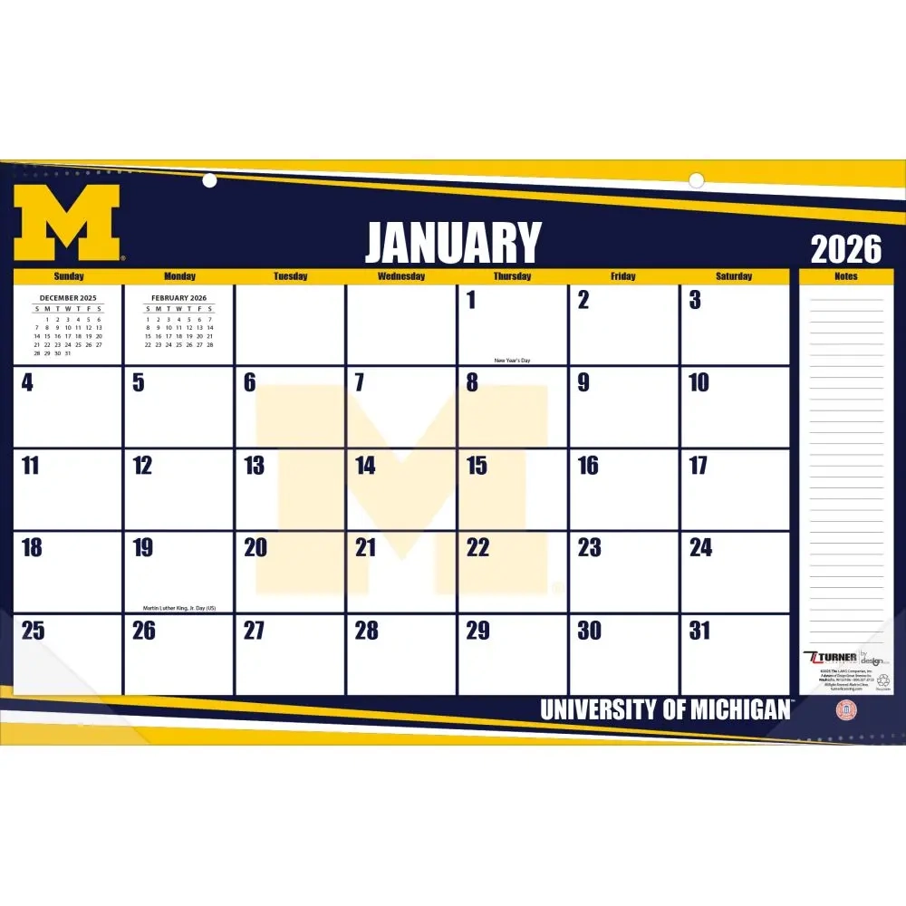 Michigan Wolverines 2026 Desk Pad Calendars