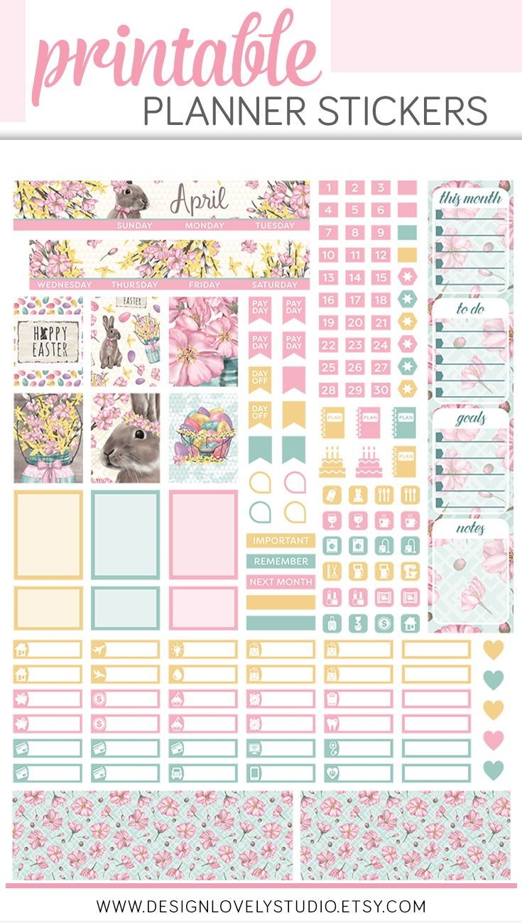 Mini Happy Planner APRIL Stickers Kit Printable APRIL Monthly Kit 