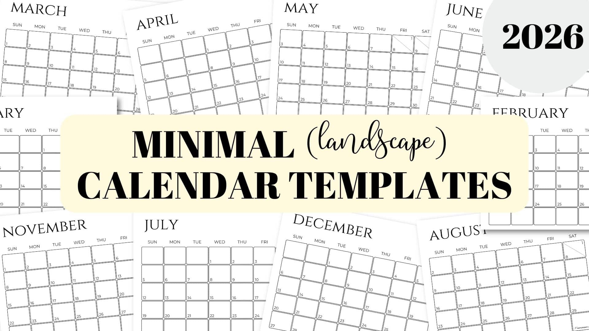 Minimalist Calendar 2026 Free Printable Landscape Calendars Minimalist Calendar 2026 Free Printable Landscape Calendars