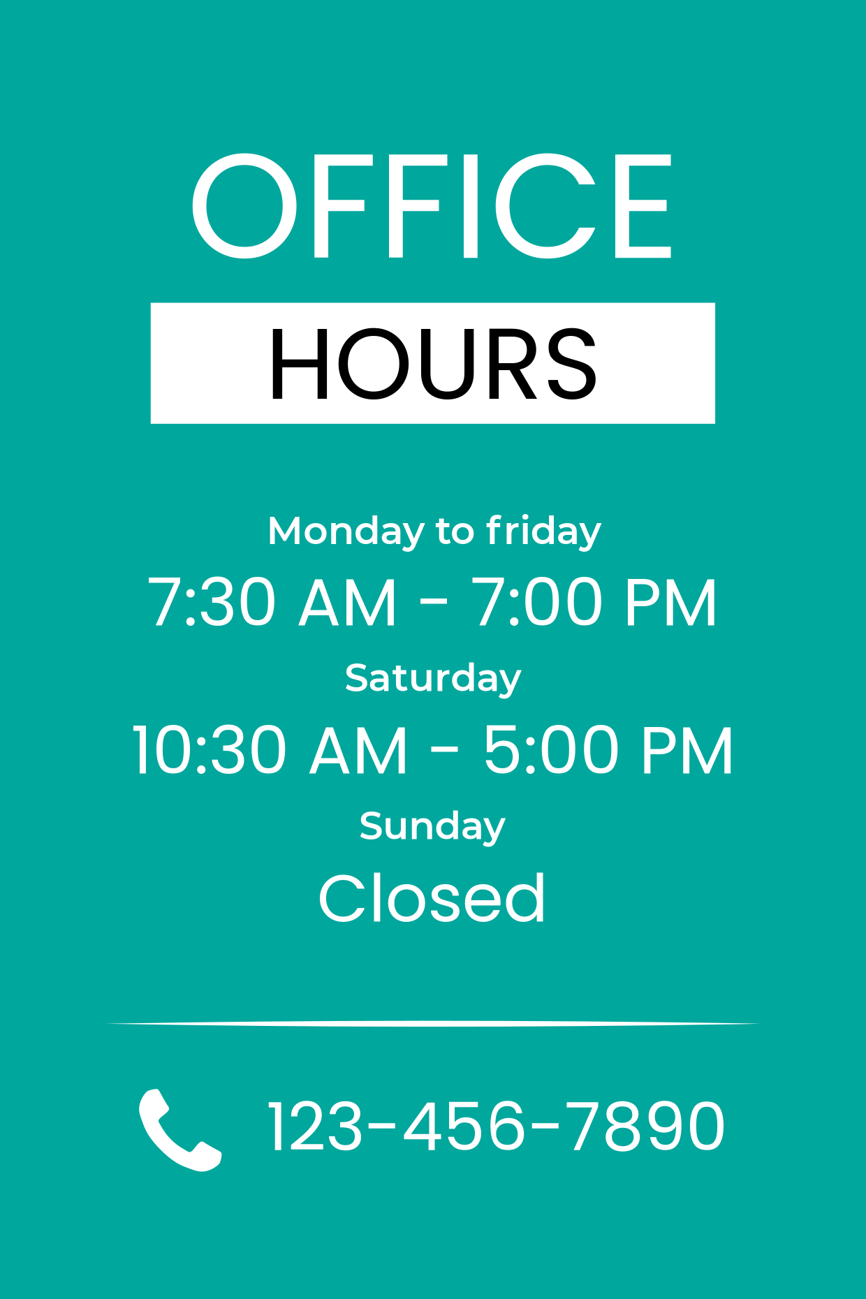 Printable Busines Hours Sign
