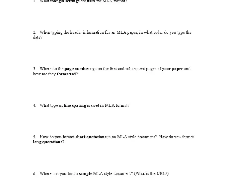 MLA Scavenger Hunt Sheet PDF Citation Publishing