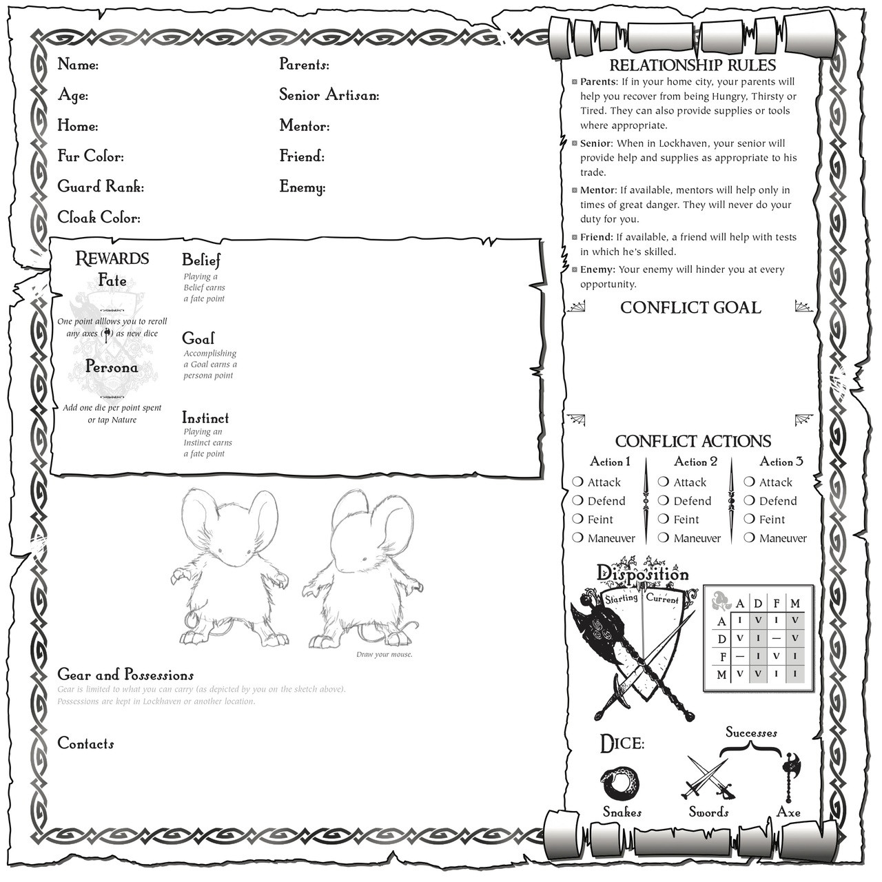 Mockup Character Sheet Practice For TTRPG R rpg