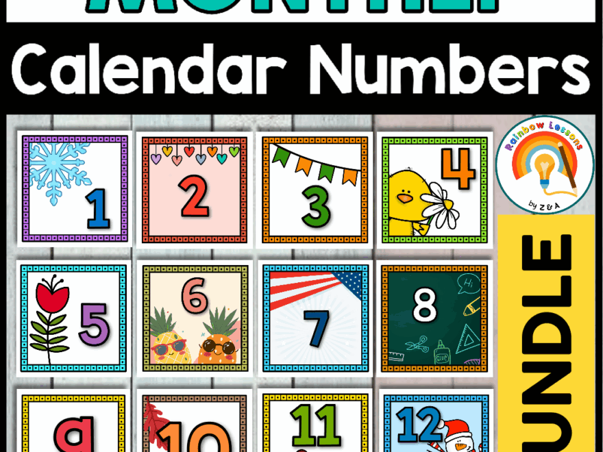 Monthly Calendar Numbers BUNDLE 2024 Calendar Cards YEAR LONG Pocket Charts Made By Teachers
