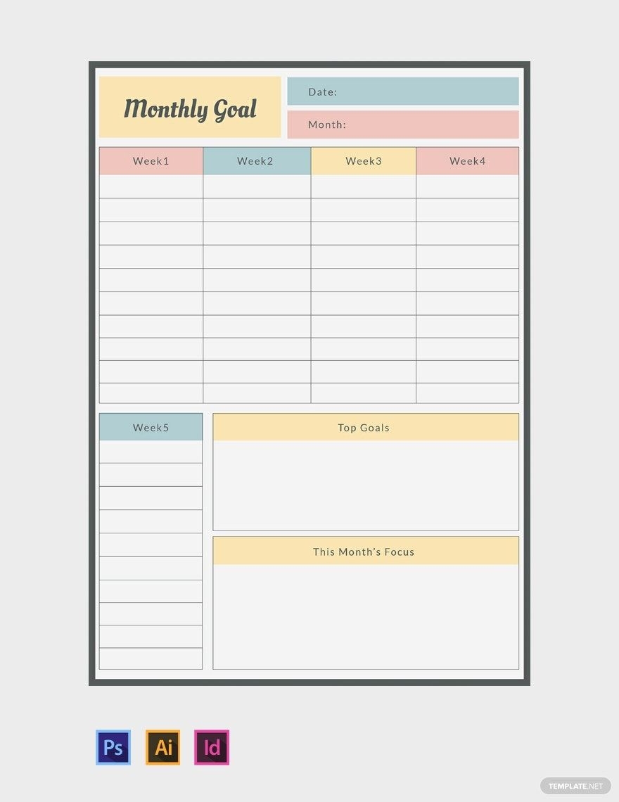 Monthly Printable Goal Chart Free Monthly Printable Goal Chart Free