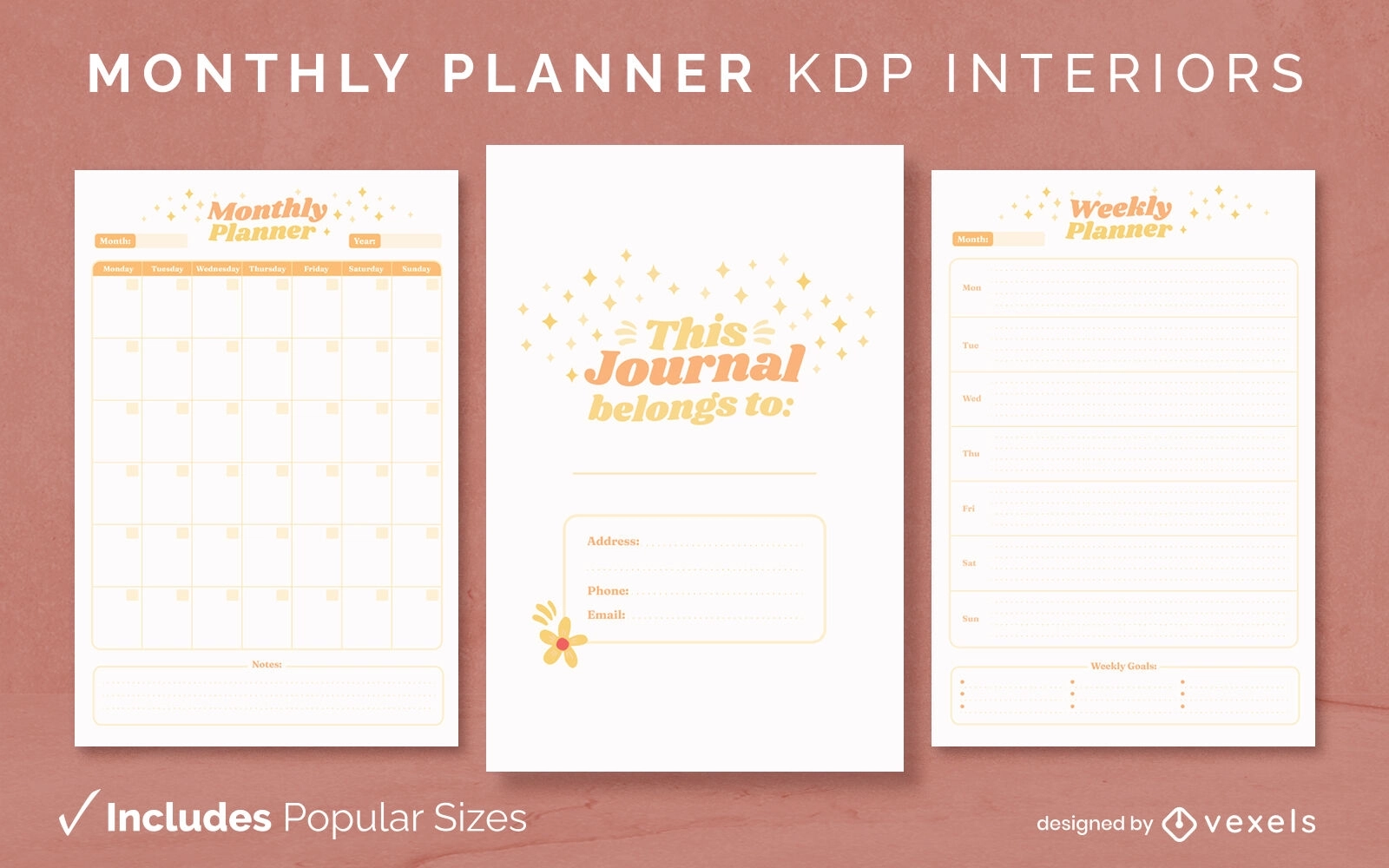 Monthly Planner Duotone Journal Design Template KDP Vector Download Monthly Planner Duotone Journal Design Template KDP Vector Download