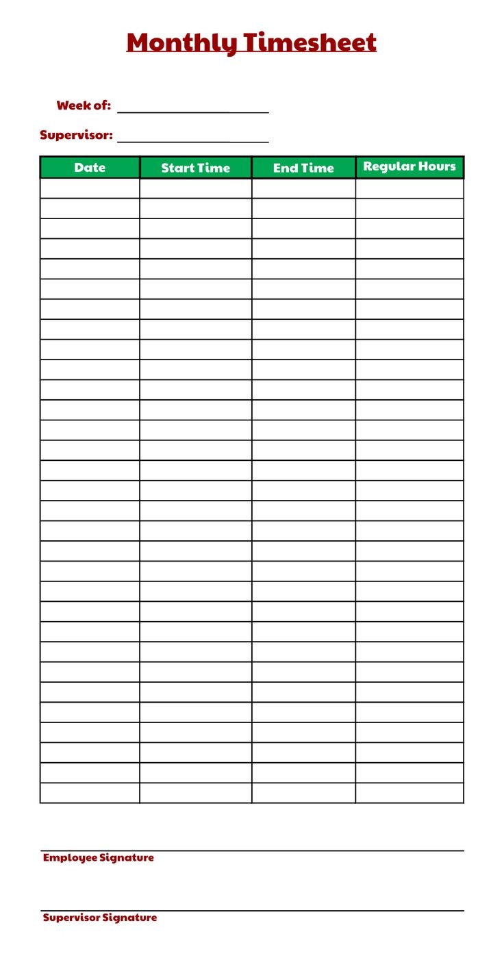 Free Printable Employee Time Sheet Image