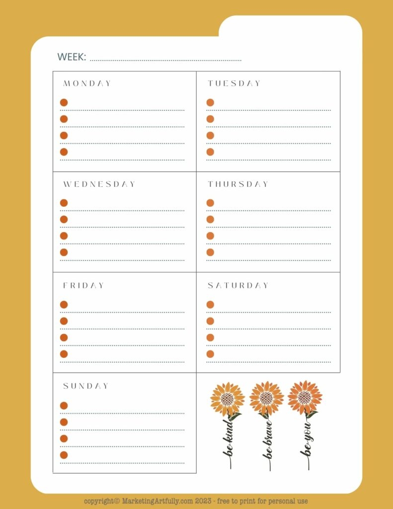 Motivational Weekly Planner Pages Free Printables Marketing 