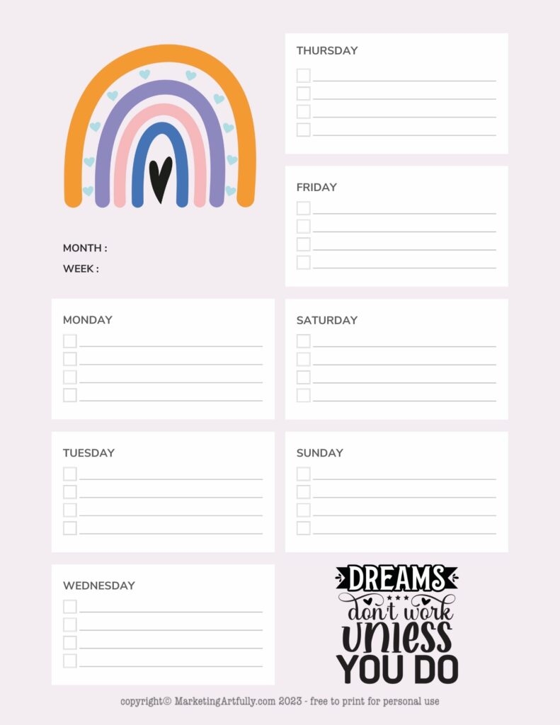 Inspiring Weekly Planner Printable