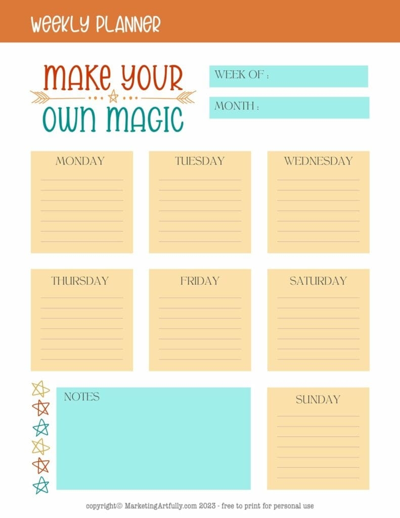Motivational Weekly Planner Pages Free Printables Marketing 