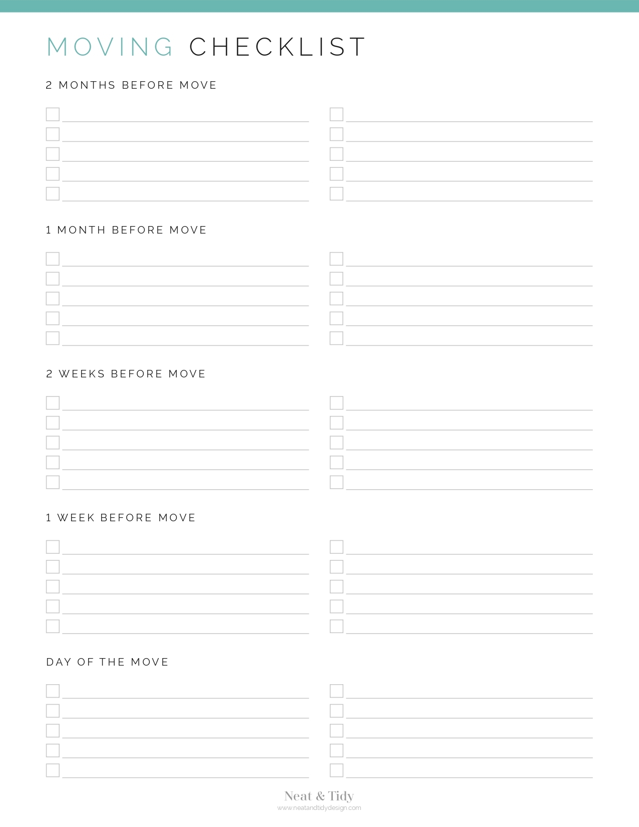 Printable Moving Check Off List