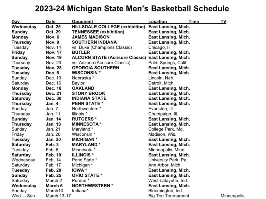 MSU And Michigan Release Men s Basketball Schedules
