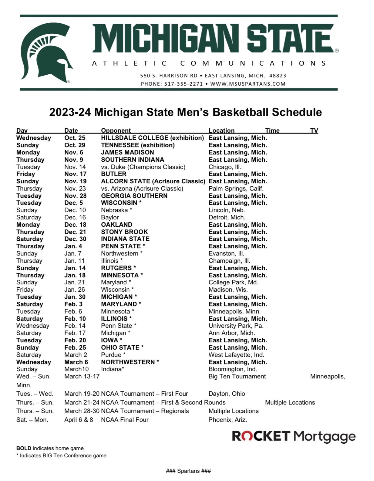 MSU And Michigan Release Men s Basketball Schedules MSU And Michigan Release Men s Basketball Schedules
