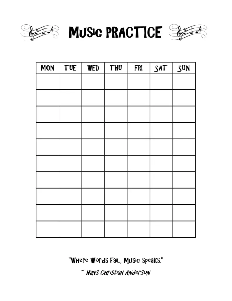 Piano Practice Sheet Printable