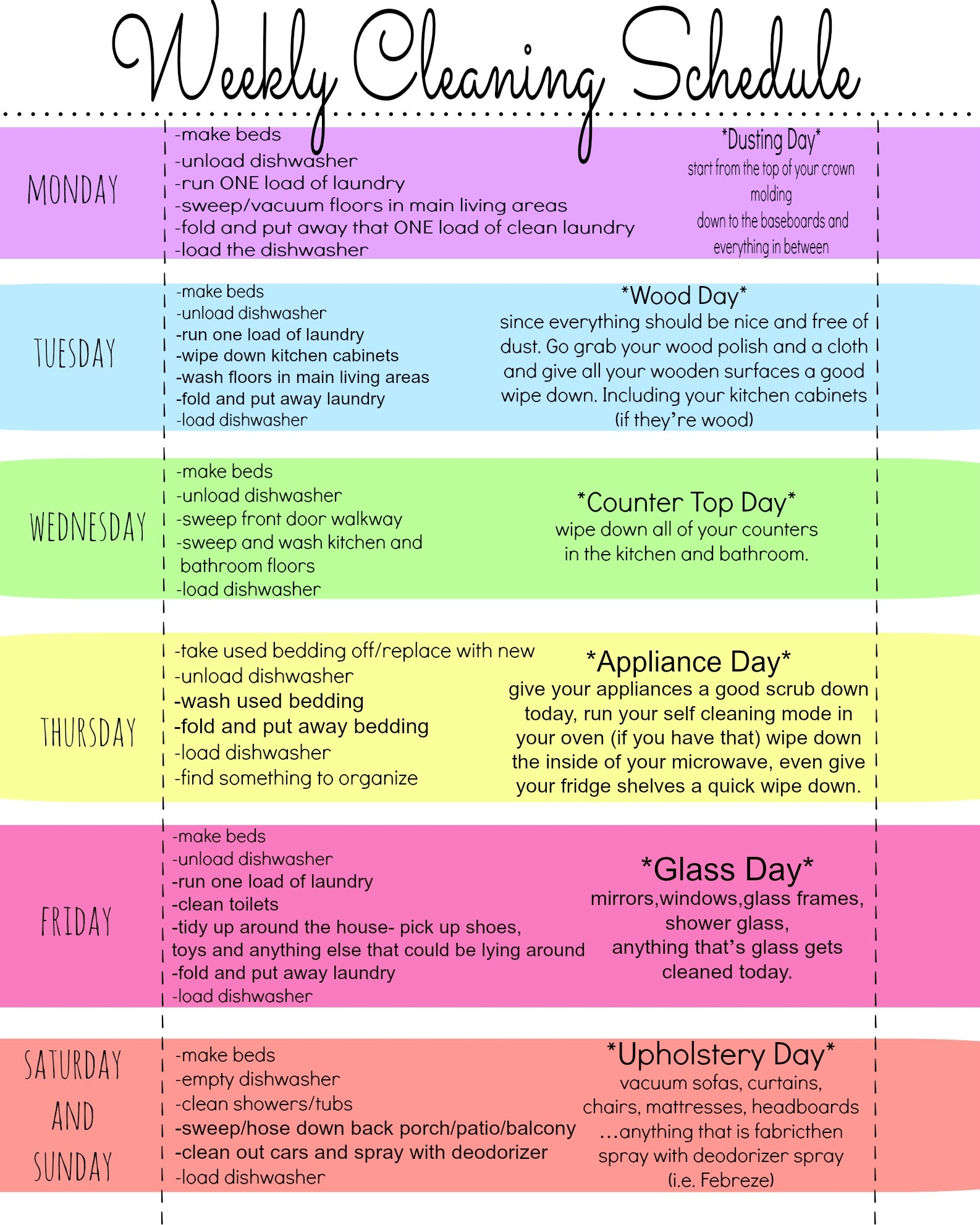 Free Cleaning Schedule Printable