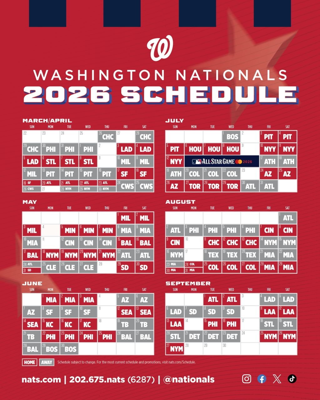 Nationals Printable Schedule Washington Nationals
