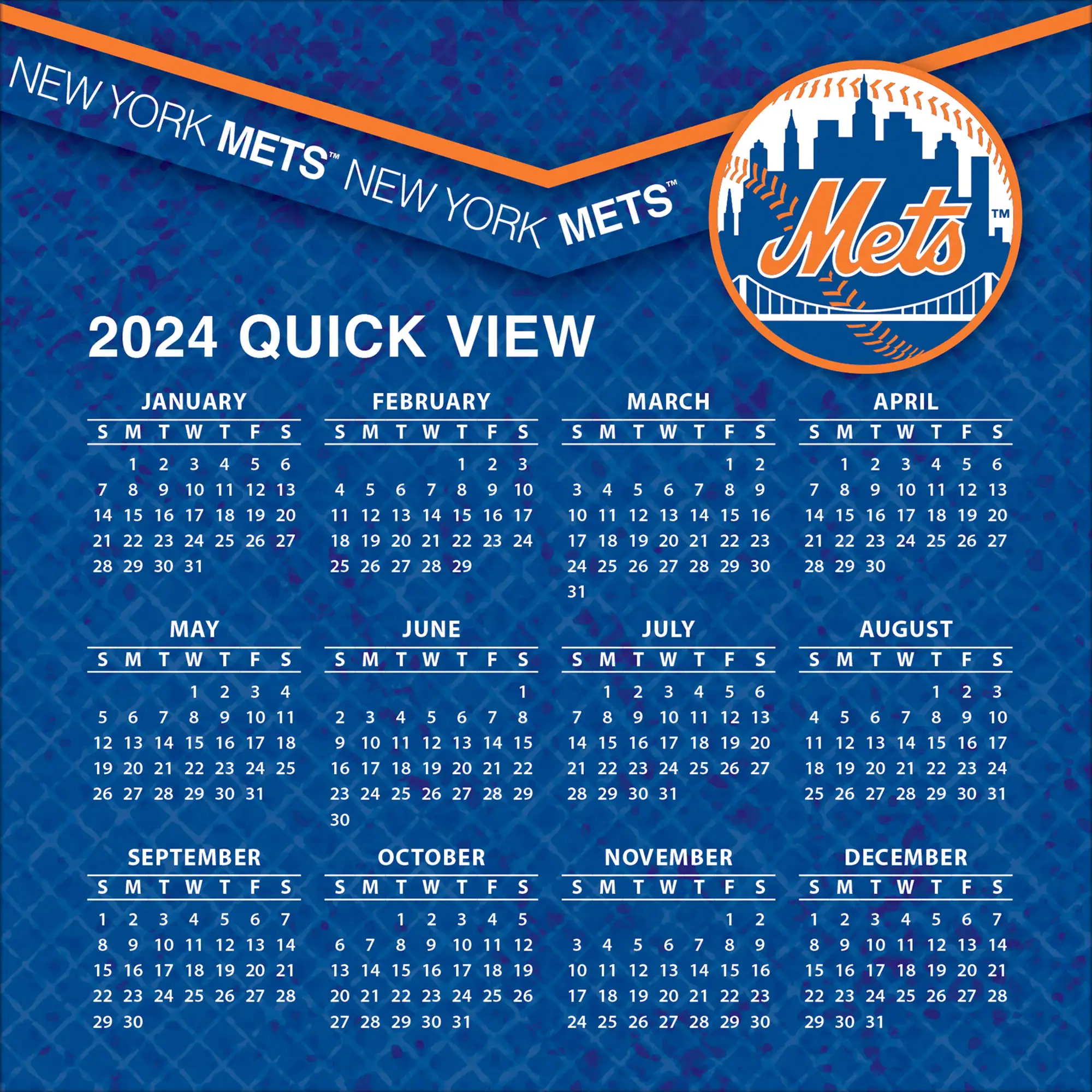 New York Mets 2024 Box Calendar