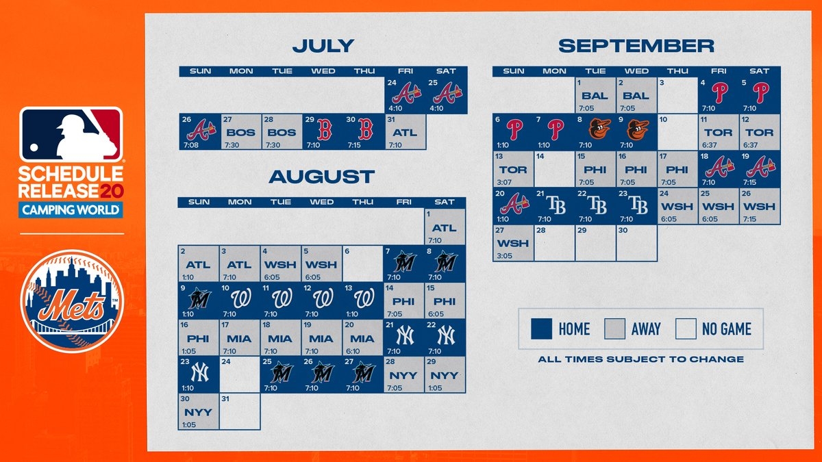 New York Mets Printable Schedule