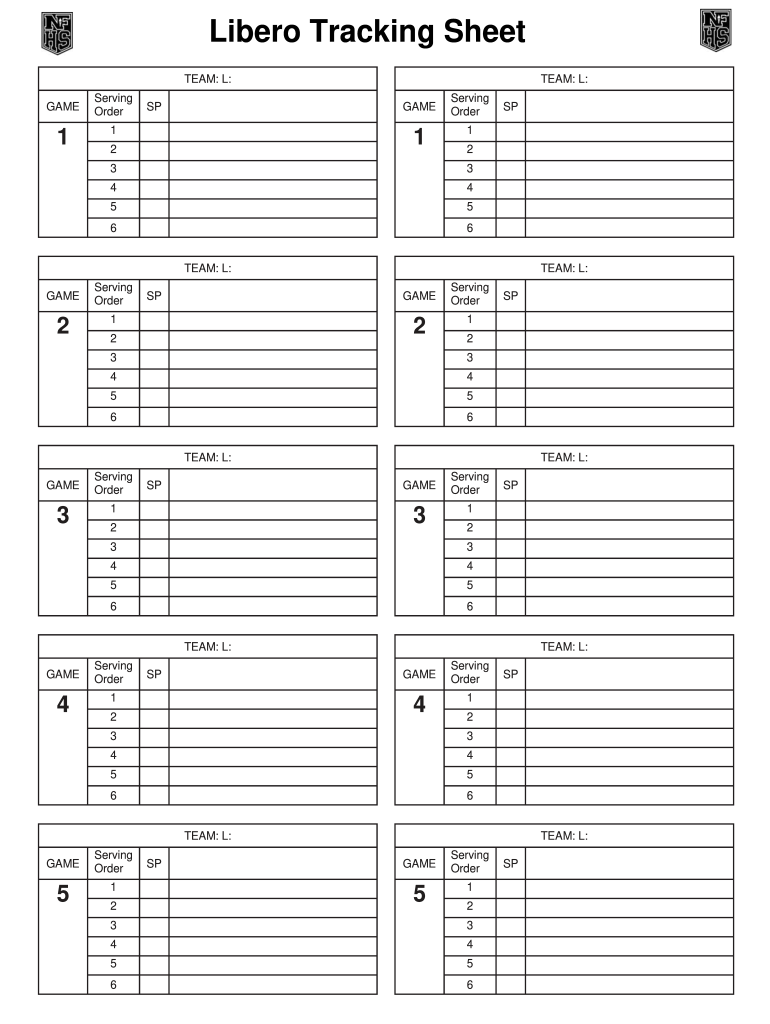 NFHS Libero Tracking Sheet Form Fill Online Printable Fillable 