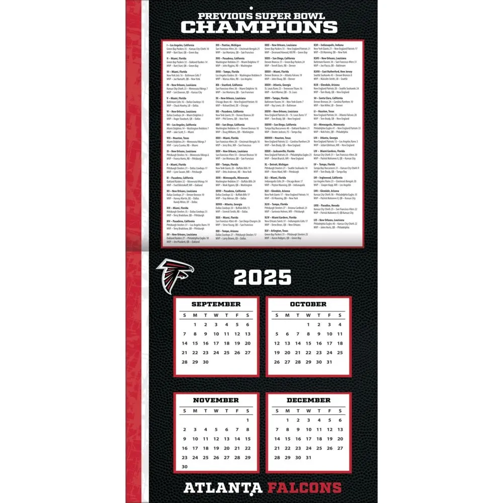 NFL Atlanta Falcons 2026 Wall Calendar Calendars